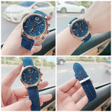 Guess Marina Chronograph Blue Dial Blue Denim Strap Watch For Women - W1057L1 Buy Now By Guess