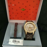 Fossil Nate Chronograph Gold Dial Brown Leather Strap Watch for Men - JR1495 Buy Now By Fossil