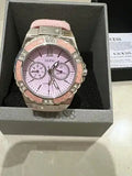 Guess Limelight Quartz Diamonds Pink Dial Pink Denim Strap Watch For Women - W0775l15 Buy Now By Guess