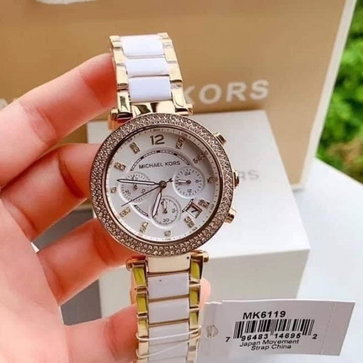 Michael Kors Parker White Dial Two Tone Steel Strap Watch for Women - MK6119 Buy Now By Michael Kors