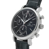 IWC Portofino Chronograph Black Dial Black Leather Strap Watch for Men - IW391029 Buy Now By IWC