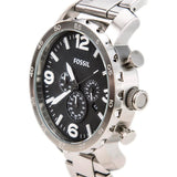 Fossil Nate Chronograph Black Dial Silver Steel Strap Watch for Men - JR1353 Buy Now By Fossil