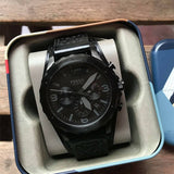 Fossil Nate Chronograph Black Dial Black Leather Strap Watch for Men - JR1510 Buy Now By Fossil