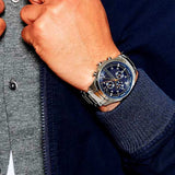 Armani Exchange Hampton Chronograph Blue Dial Silver Steel Strap Watch For Men - AX2155 Buy Now By Armani Exchange