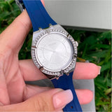 Guess Cosmo Diamonds Silver Dial Blue Rubber Strap Watch for Women - GW0034L5 Buy Now By Guess