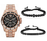 Michael Kors Everest Chronograph Black Dial Rose Gold Steel Strap Watch For Women - MK5875 Buy Now By Michael Kors
