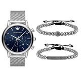 Emporio Armani Luigi Chronograph Blue Dial Silver Mesh Bracelet Watch For Men - AR80038 Buy Now By Emporio Armani