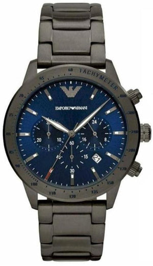 Emporio Armani Mario Chronograph Blue Dial Grey Steel Strap Watch For Men - AR80045 Buy Now By Emporio Armani