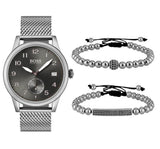 Hugo Boss Legacy Grey Dial Silver Mesh Bracelet Watch for Men - 1513673 Buy Now By Hugo Boss