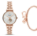 Emporio Armani Gianni T-Bar Silver Dial Rose Gold Steel Strap Watch For Women - AR60023 Buy Now By Emporio Armani