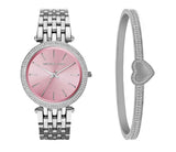 Michael Kors Darci Crystal Pink Dial Silver Stainless Steel Strap Watch for Women - MK3352 Buy Now By Michael Kors