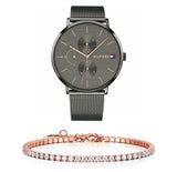Tommy Hilfiger Jenna Multifunction Grey Dial Grey Mesh Bracelet Watch For Women - 1781945 Buy Now By Tommy Hilfiger