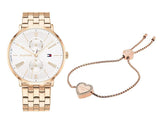 Tommy Hilfiger Jenna Quartz White Dial Rose Gold Steel Strap Watch for Women - 1782070 Buy Now By Tommy Hilfiger