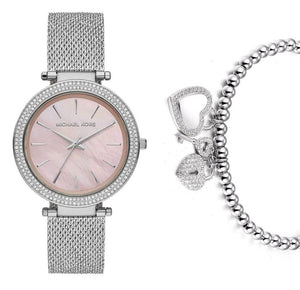 Michael Kors Darci Analog Pink Dial Silver Mesh Bracelet Watch For Women - MK4518 Buy Now By Michael Kors