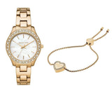 Michael Kors Liliane Mother of Pearl White Dial Gold Steel Strap Watch For Women - MK4555 Buy Now By Michael Kors