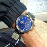 Emporio Armani Mario Chronograph Blue Dial Grey Steel Strap Watch For Men - AR80045 Buy Now By Emporio Armani