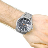 Diesel Mega Chief Chronograph Black Dial Silver Steel Strap Watch For Men - DZ4308 Buy Now By Diesel