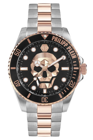 Philipp Plein The $kull Diver Black Dial Two Tone Steel Strap Watch For Men- PWOAA0822 Authentic Buy Shop Now