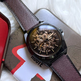 Fossil Everett Automatic Analog Black Dial Brown Leather Strap Watch for Men - ME3207 Buy Now By Fossil