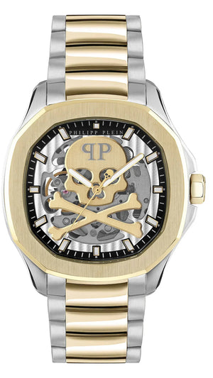 Philipp Plein High-Conic Automatic Gold Dial Two Tone Steel Strap Watch For Men - PWRAA0323 Authentic Buy Shop Now