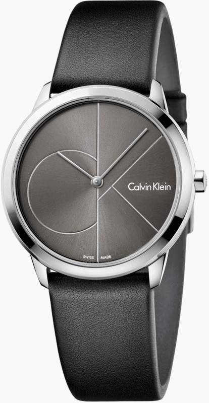 Calvin Klein Minimal Grey Dial Black Leather Strap Watch for Men - K3M221C3 Buy Now By Calvin Klein
