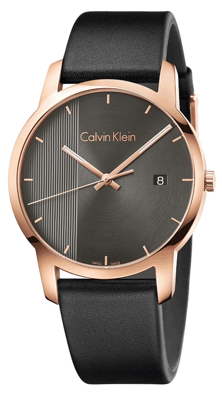 Calvin Klein City Quartz Grey Dial Black Leather Strap Watch for Men - K2G2G6C3 Buy Now By Calvin Klein