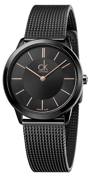 Calvin Klein Minimal Black Dial Black Mesh Bracelet Watch for Women - K3M22421 Buy Now By Calvin Klein