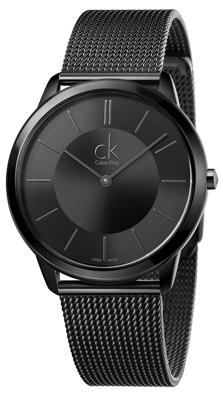 Calvin Klein Minimal Black Dial Black Mesh Bracelet Watch for Men - K3M214B1 Buy Now By Calvin Klein