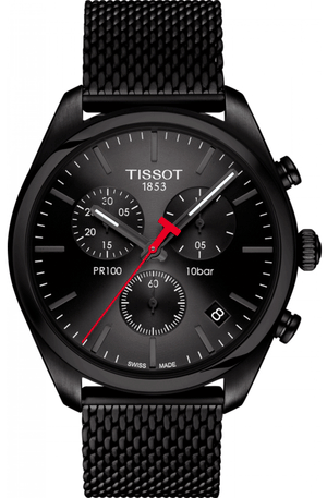 Tissot T Classic PR 100 Chronograph Black Dial Black Mesh Bracelet Watch For Men - T101.417.33.051.00 Buy Now By Tissot