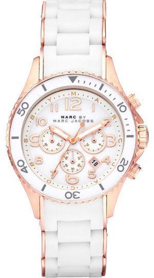 Marc Jacobs Rock Chronograph White Dial White Silicone Strap Watch for Women - MBM2547 Buy Now By Marc Jacobs