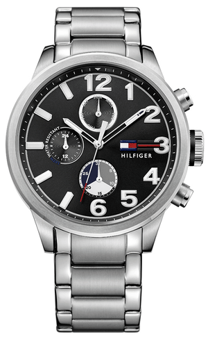 Tommy Hilfiger Jackson Quartz Black Dial Silver Steel Strap Watch for Men - 1791243 Buy Now By Tommy Hilfiger
