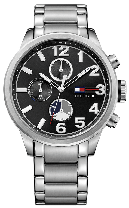 Tommy Hilfiger Jackson Quartz Black Dial Silver Steel Strap Watch for Men - 1791243 Buy Now By Tommy Hilfiger