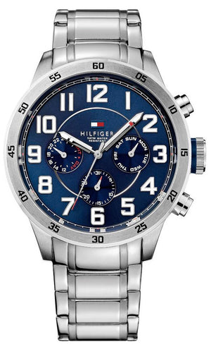 Tommy Hilfiger Trent Chronograph Blue Dial Silver Steel Strap Watch for Men - 1791053 Buy Now By Tommy Hilfiger