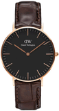 Daniel Wellington Classic York Black Dial Brown Leather Strap Watch For Women - DW00100140 Buy Now By Daniel Wellington