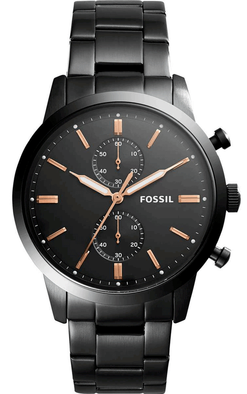 Fossil Townsman Chronograph Black Dial Black Steel Strap Watch for Men - FS5379 Buy Now By Fossil