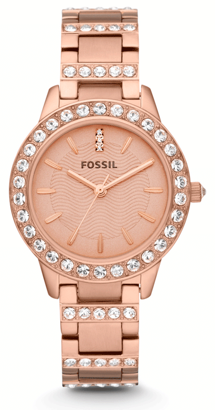 Fossil Jesse Crystal Rose Gold Dial Rose Gold Steel Strap Watch for Women - ES3020 Buy Now By Fossil