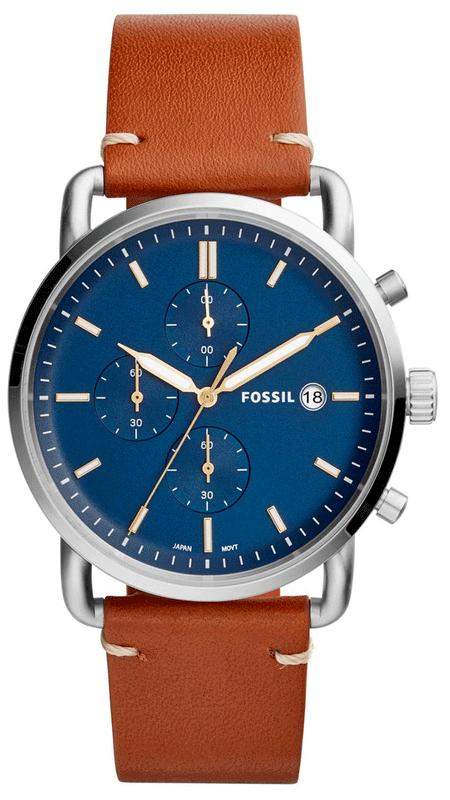 Fossil The Commuter Blue Dial Brown Leather Strap Watch for Men - FS5401 Buy Now By Fossil
