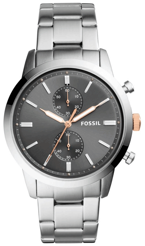 Fossil Townsman Chronograph Grey Dial Silver Steel Strap Watch for Men - FS5407 Buy Now By Fossil