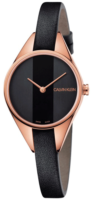 Calvin Klein Rebel Black Dial Black Leather Strap Watch for Women - K8P236C1 Buy Now By Calvin Klein
