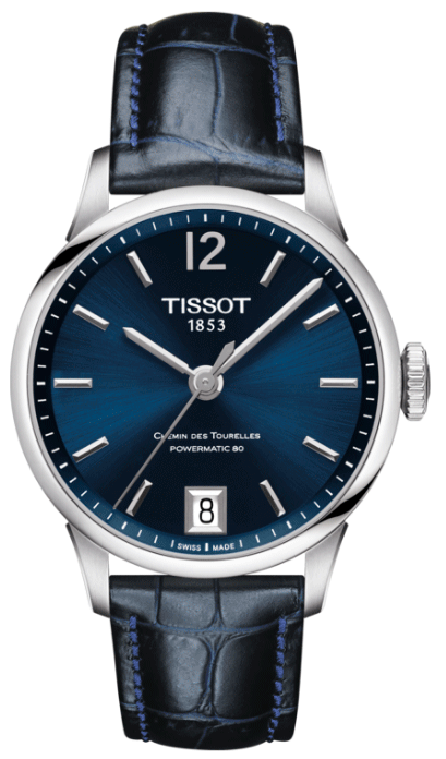 Tissot Chemin Des Tourelles Powermatic 80 Lady Blue Dial Blue Leather Strap Watch For Women - T099.207.16.047.00 Buy Now By Tissot