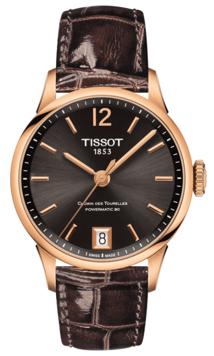 Tissot Chemin Des Tourelles Powermatic 80 Lady Brown Dial Brown Leather Strap Watch For Women - T099.207.36.447.00 Buy Now By Tissot