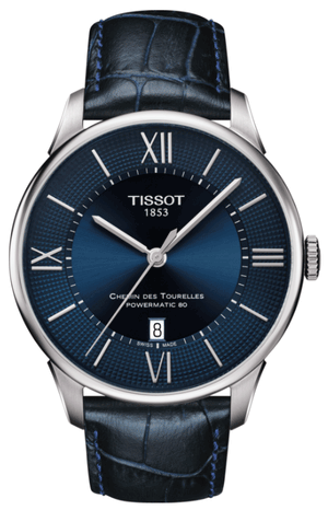 Tissot Chemin Des Tourelles Powermatic 80 Blue Dial Blue Leather Strap Watch for Men - T099.407.16.048.00 Buy Now By Tissot