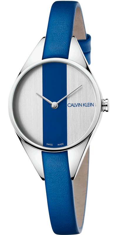 Calvin Klein Rebel Blue Silver Dial Blue Leather Strap Watch for Women - K8P231V6 Buy Now By Calvin Klein