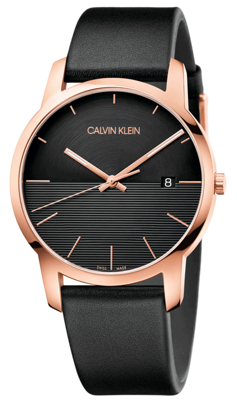 Calvin Klein City Quartz Black Dial Black Leather Strap Watch for Men - K2G2G6CZ Buy Now By Calvin Klein