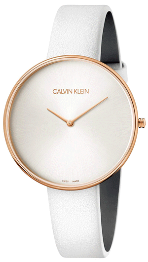 Calvin Klein Full Moon White Dial White Leather Strap Watch for Women - K8Y236L6 Buy Now By Calvin Klein
