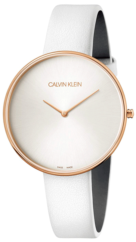 Calvin Klein Full Moon White Dial White Leather Strap Watch for Women - K8Y236L6 Buy Now By Calvin Klein