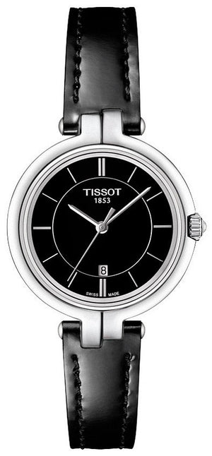 Tissot T Lady Flamingo Black Dial Black Leather Strap Watch For Women - T094.210.16.051.00 Buy Now By Tissot