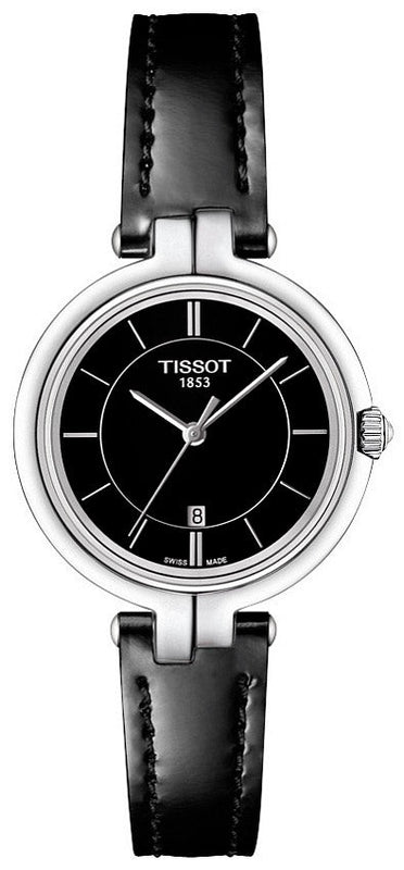 Tissot T Lady Flamingo Black Dial Black Leather Strap Watch For Women - T094.210.16.051.00 Buy Now By Tissot