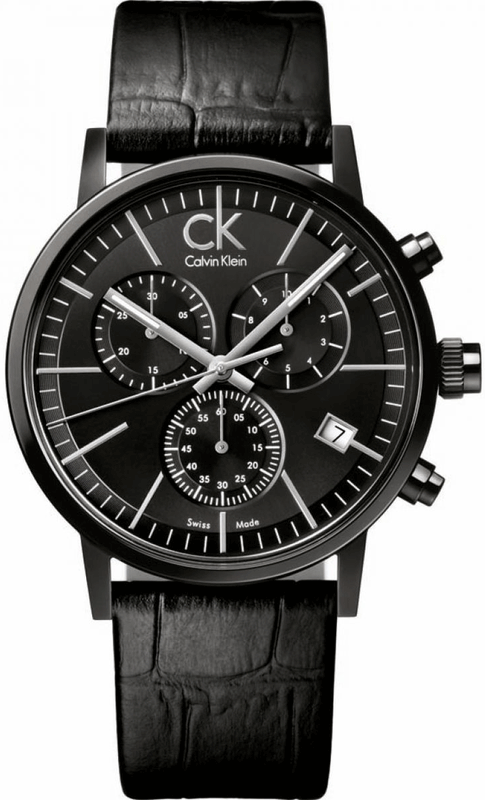 Calvin Klein Post Minimal Chronograph Black Dial Black Leather Strap Watch for Men - K7627401 Buy Now By Calvin Klein
