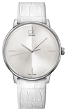 Calvin Klein Accent Silver Dial White Leather Strap Watch for Women - K2Y2X1K6 Buy Now By Calvin Klein